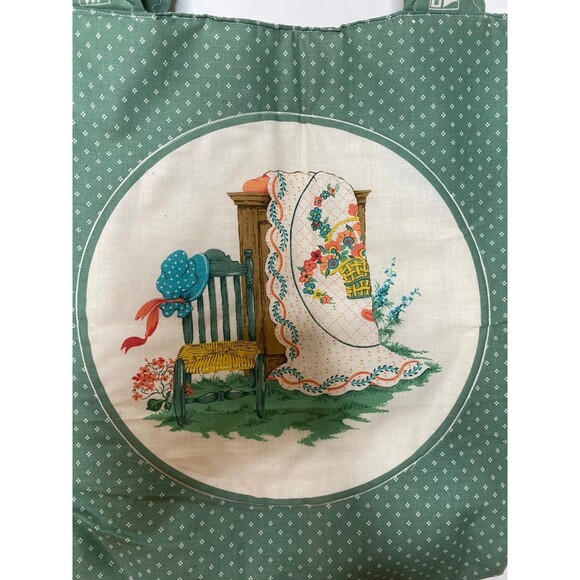 Vintage quilt Green cottonagecore Tote Bag retro - Picture 5 of 7